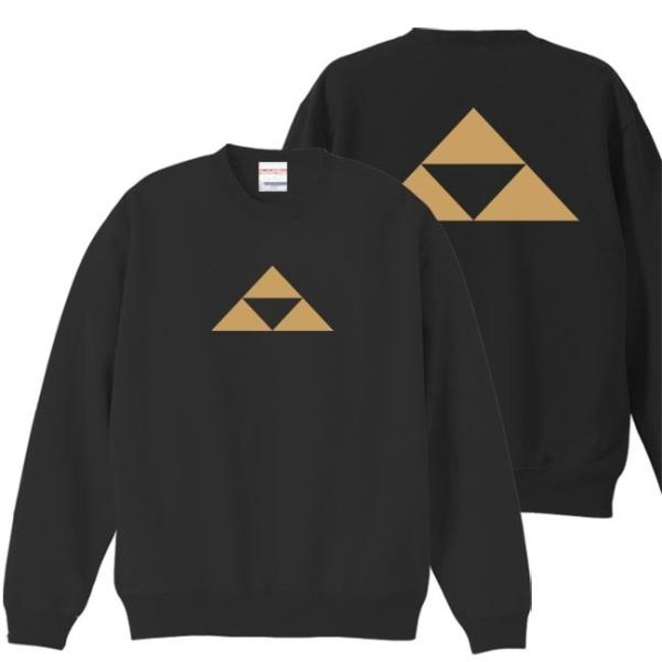 キッズ 戦国武将 トレーナー 北条義時 ブラック 130 150 家紋 三つ鱗 プリント色 キャメル