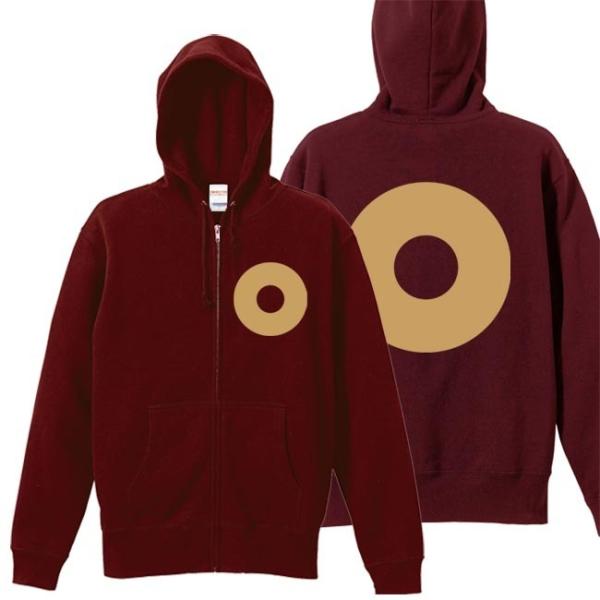 戦国武将 ジップアップパーカー 加藤清正 エンジ S M L XL 家紋 蛇の目  プリント色 キャ...