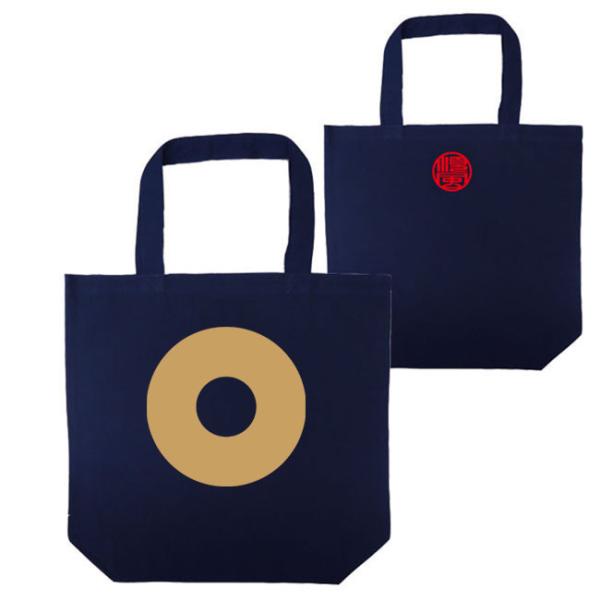 戦国武将 トートバッグ 加藤清正 ネイビー 家紋 蛇の目 プリント色 キャメル