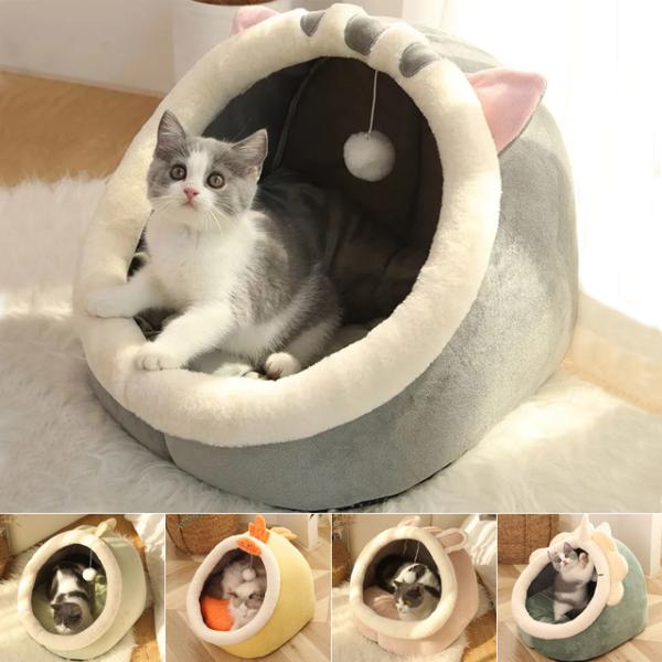 柔らかな猫の形をした防水クッション,暖かいペットのバスケット,居心地の良い子猫の枕,猫の家のテント,...