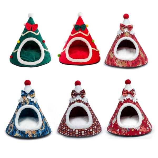 クリスマスの木の形をしたペットのテント,小さな犬と猫のための柔らかいベッド,新築祝いのデザイン,犬の...