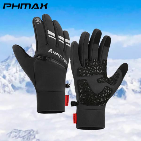 Phmax-男性用防水スキーグローブ、暖かいスノーボード、スノーモービル、寒い天候、サイクリンググロ...