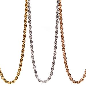 ハワイアンジュエリー スクロール ロープ ネックレス チェーン ステンレス アジャスター シルバー ピンクゴールド イエローゴールド スクリュー