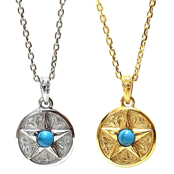 ハワイアンジュエリー ネックレス レディース メンズ 星 スター メダル コイン 石 ターコイズ K...