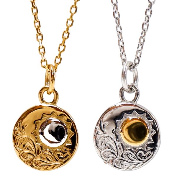 ハワイアンジュエリー ネックレス サンマーク 太陽 コイン プレート スクロール BOX 金属アレル...