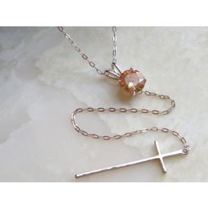 【Defender】ディフェンダーシャンパンゴールドCZシルバーネックレスst/シルバー/ロザリオ/...