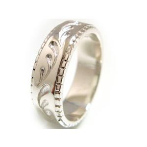 PayPay割り引き 【シルバーアクセサリー】大胆に描いた唐草ホワイトシルバーリング 刻印 無料 j...