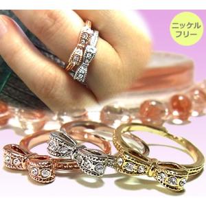 17号) ツイストリング ゴールド 18K GP K18 CZ レディース ゴールド