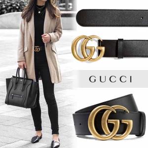 グッチ GUCCI ダブルG バックル付き レザー ベルト 400593AP00T1000 ブラック ベルト幅4cm