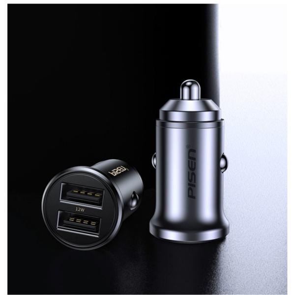 PISEN  USB シガーソケットミニ 超小型２ポートUSB充電器 12ｖ/24ｖ車載用品 3.1...