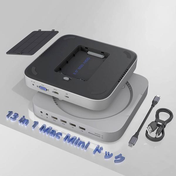 Mac mini用 スタンド  ハブ   SATA SSD/HDDポート、4KHDMI、1080P ...