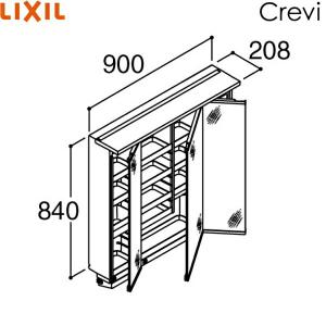 MRA-903TXJU リクシル LIXIL/INAX クレヴィ ミラーキャビネット 奥行560タイプ 3面鏡 くもり止めコート 間口900 スリムLED 送料無料