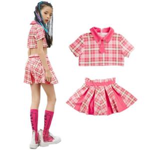 キッズ ダンス 衣装 セットアップ ギンガム チェック