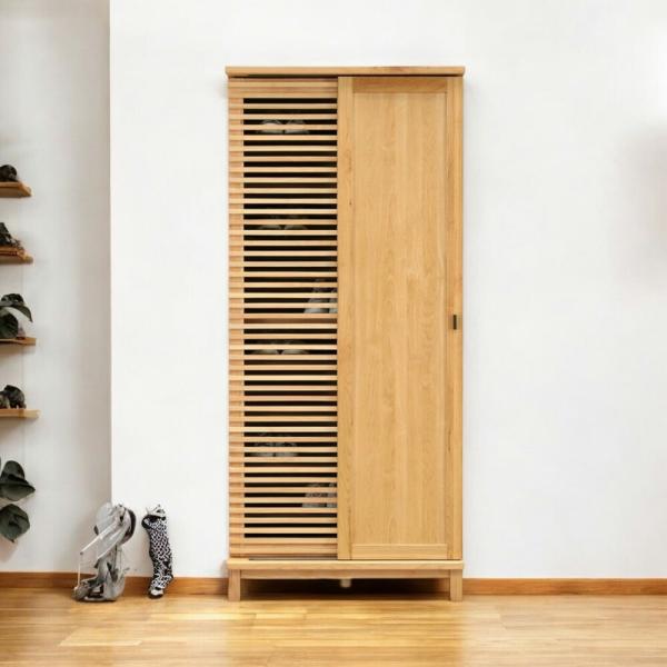 国産 幅80cm 下駄箱 シューズボックス 靴箱 30足 シューズラック 通気性 ルーバー オイル塗...