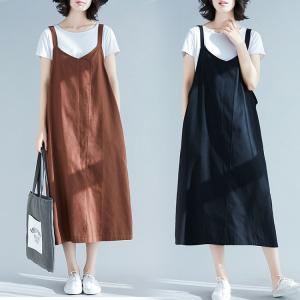 ワンピース レディース サロペット キャミワンピ マキシ丈 ロング ノースリーブ ジャンパースカート 春夏秋冬 ゆったり 体型カバー