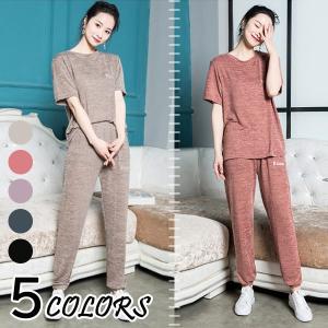 パジャマ レディース 半袖 夏 セットアップ 綿 Tシャツ 2点 上下セット 長ズボン 半ズボン ゆったり 部屋着 女性 寝巻き ナイトウェア