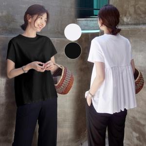 カットソー tシャツ レディース 40代 30代 半袖 無地 シンプル 後ろギャザー 夏Tシャツ 半袖Tシャツ トップス 夏 カジュアル 女性 人気