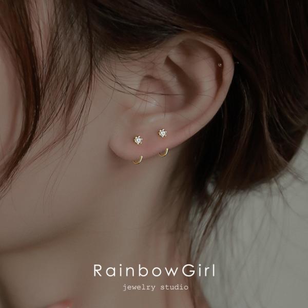 フックピアス レディース 金属アレルギー対応 18金 一粒 CZ 小ぶり シルバー ゴールド 人気 ...