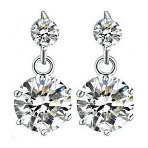ピアス ダイヤ 2連粒ピアス 大粒 揺れるダイヤ プラチナ仕上げ シルバー925 cz レディース 人気 プレゼント