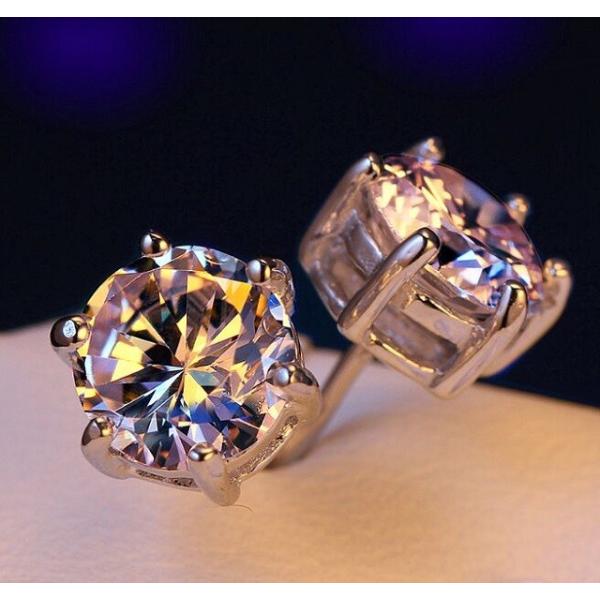 ピアス レディース 一粒ダイヤ 大粒 0.8カラット キラキラ プラチナ仕上げ シルバー925 CZ...