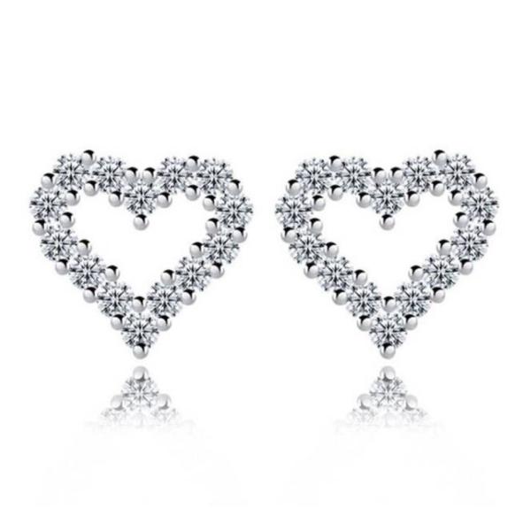 ピアス ダイヤ 通販 オープンハート 豪華14粒 満点の星空 プラチナ仕上げ シルバー925 cz ...