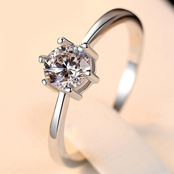 指輪 レディース 豪華 大粒 一粒 リング 一粒ダイヤ 0.6カラット フリーサイズ プラチナ仕上げ...