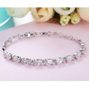 ブレスレット レディース 豪華10粒 ダイヤ プラチナコーティング/シルバー925/重ね付け 人気 ...