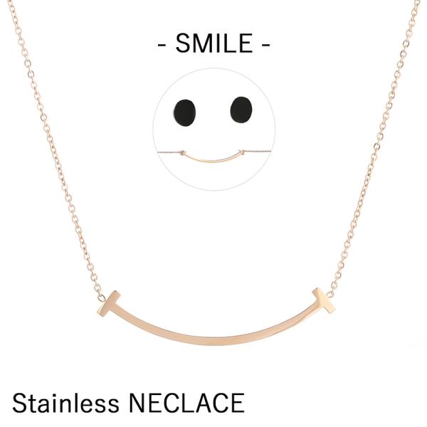ネックレス レディース 18KGP 18金ステンレス スマイル SMILE ピンクゴールド K18G...