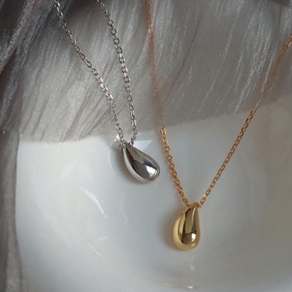 ネックレス レディース しずく 雫 シンプル ステンレス製 シルバー ゴールド 30代 40代 女性...