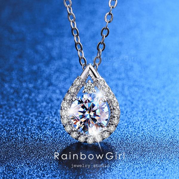 ネックレス レディース しずく 大粒 一粒 豪華 1カラット 6.5mm プラチナ仕上げ 女性 誕生...