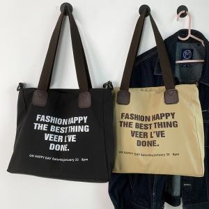 トートバッグ ショルダー 2way ナイロン 男女兼用 大容量 英文字プリント a4 大きめ 軽量 通勤 通学 斜めがけ ファスナー付き カバン メンズの商品画像