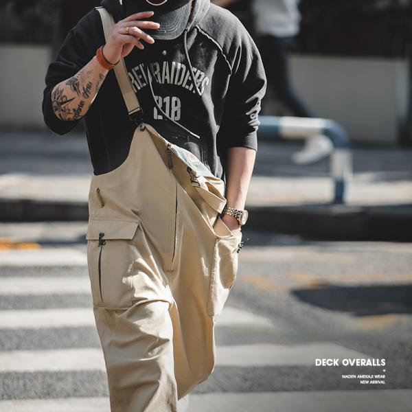 サロペット オーバーオール ゆったり オールインワン ユニセックス ワーク ジップ ストリート系 ビ...