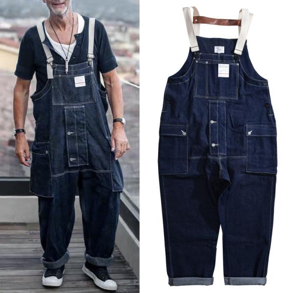 オーバーオールジーンズ サロペット つなぎ カッコイイ デニムパンツ アメカジストリートワークスタイ...