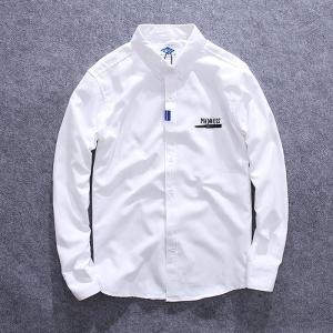 オックスフォードシャツ シャツ メンズ 長袖 ボタンダウン おしゃれ ワンポイント ロゴ 刺繍入り コットン スリム スタイリッシュ カジュアル 通勤 通学
