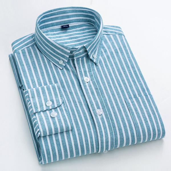 オックスフォードシャツ ストライプシャツ メンズ 長袖 ビジネス 綿 100 ボタンダウンシャツ お...