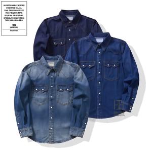 デニムシャツ ウエスタンシャツ メンズ 綿100 7oz デニム 両ポケット ダンガリーシャツ メンズシャツ ユーズド アメカジ ウォッシュ 色落ち ビンテージ トップス