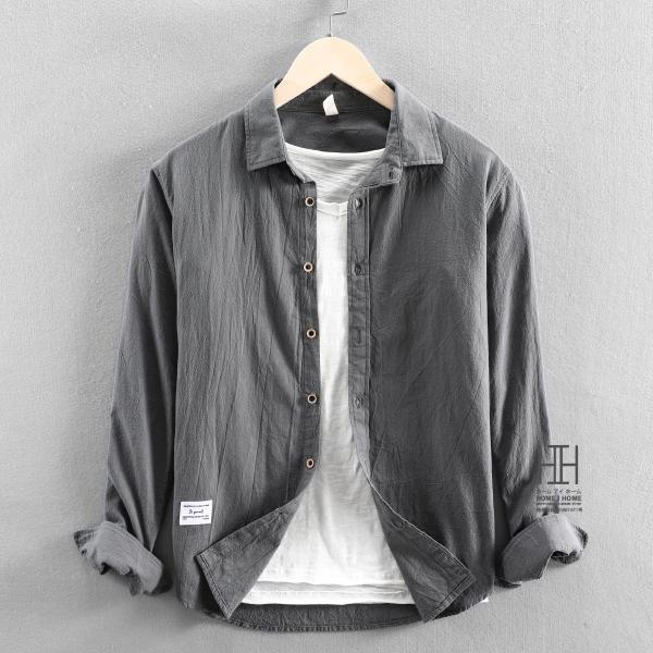 シャツ カジュアルシャツ メンズ 長袖 綿 100 メンズシャツ おしゃれ ワンポイント シンプル ...