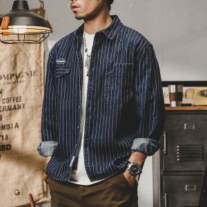 ワークシャツ シャツ メンズ デニムシャツ 長...の詳細画像1