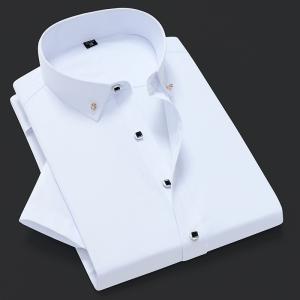 半袖シャツ メンズ ワイシャツ ビジネス スリム 白シャツ ボタンダウンシャツ ボタンデザイン おしゃれ ビジカジ クールビズ サマー メンズファッションの商品画像