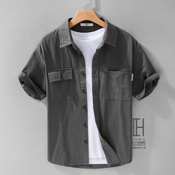 シャツ メンズ 半袖 ワークシャツ 白シャツ 無地 シンプル ポケット アメカジ 柔らかい おしゃれ...