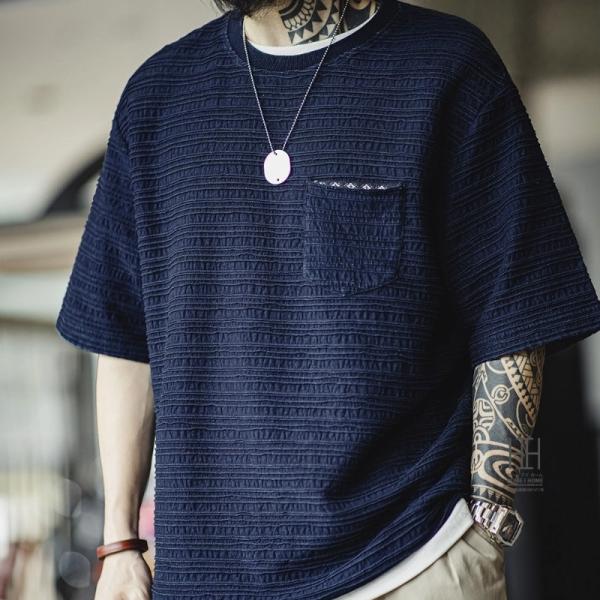 ジャカードTシャツ ヘビーウェイトtシャツ メンズ 半袖 8.8oz 綿100 おしゃれ 大きいサイ...