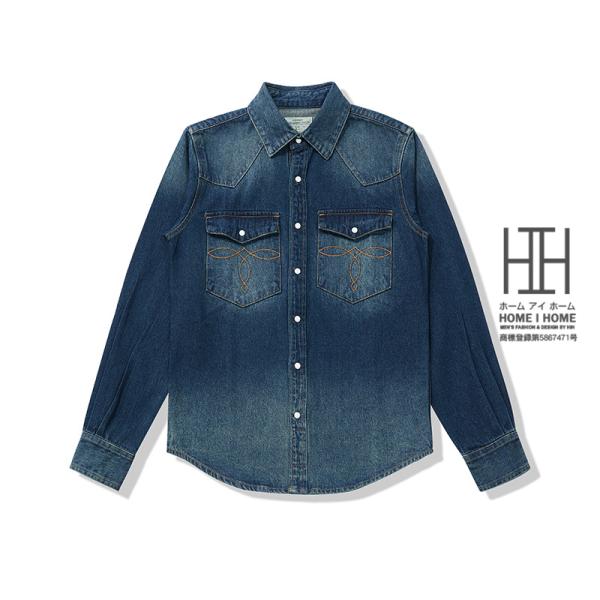 ウエスタン シャツ ダンガリーシャツ デニムシャツ メンズ 長袖 10oz デニム ヘビーウェイト ...