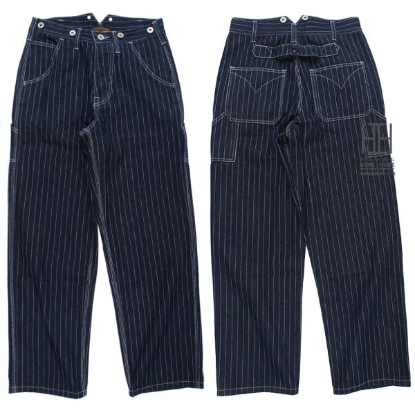 10.5oz デニムパンツ ペインターパンツ メンズ ストライプデニム バイカー オーバーオール ヴ...