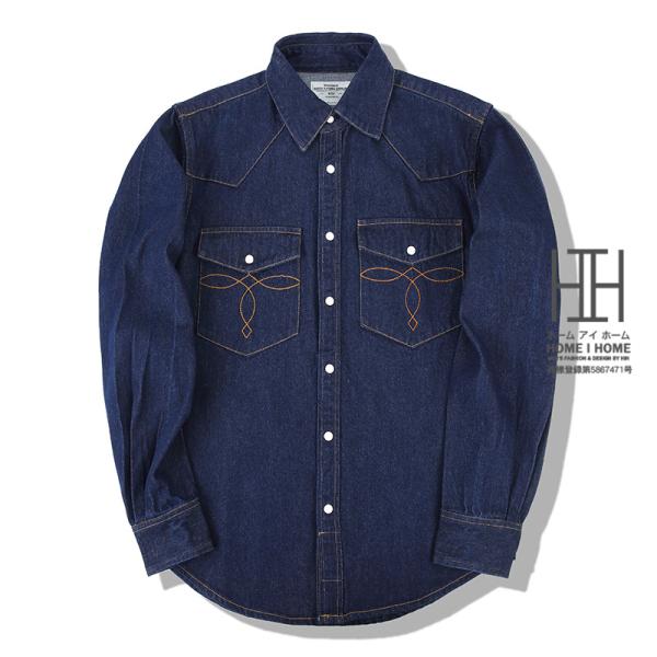 ウエスタン シャツ ダンガリーシャツ デニムシャツ メンズ 長袖 10oz デニム ヘビーウェイト ...