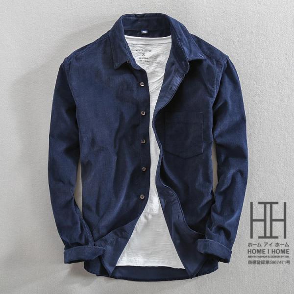 ボタンダウンシャツ メンズ 長袖 ポケット付き コーデュロイシャツ コール天 秋冬 カジュアルシャツ...