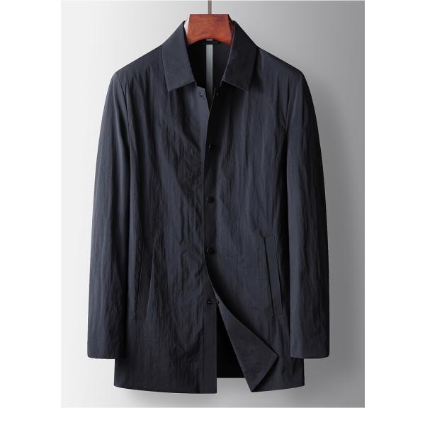 メンズ ステンカラーコート メンズコート 軽量 ミドル丈 スナップボタン 上質 ストレッチ シンプル...