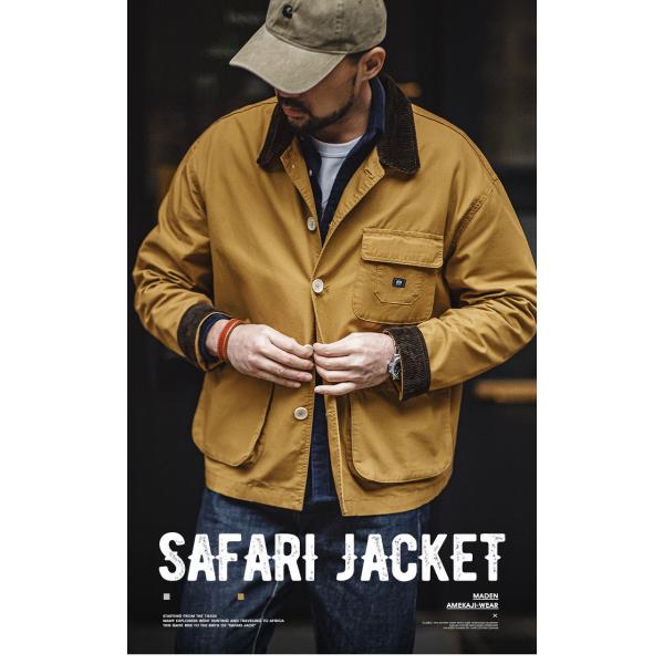 サファリジャケット メンズ ワークジャケット コーデュロイ 切り替え 綿100 大きいサイズ ミリタ...