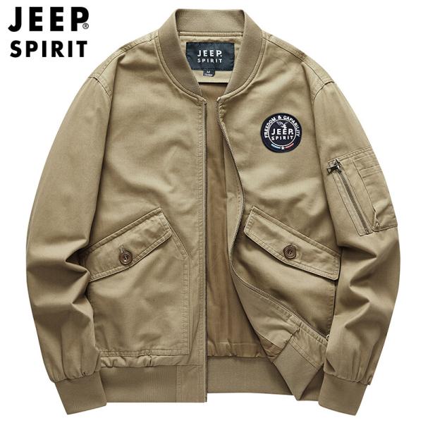 ビッグポケット ミリタリージャケット ワッペン 高品質 綿生地 ソフト ロゴ ジップ留め ジャンパー...