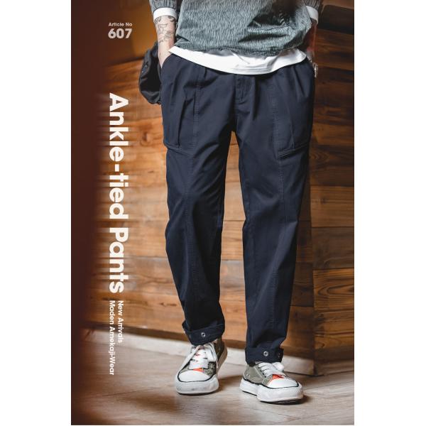 アンクルパンツ テーパードパンツ ストレートパンツ メンズ 2way スナップボタン 足絞り チノパ...