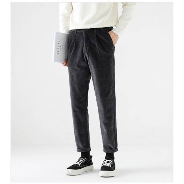 コーデュロイパンツ メンズ ワンタック ウエストゴム コール天 中コール 無地 シンプル ワイド パ...